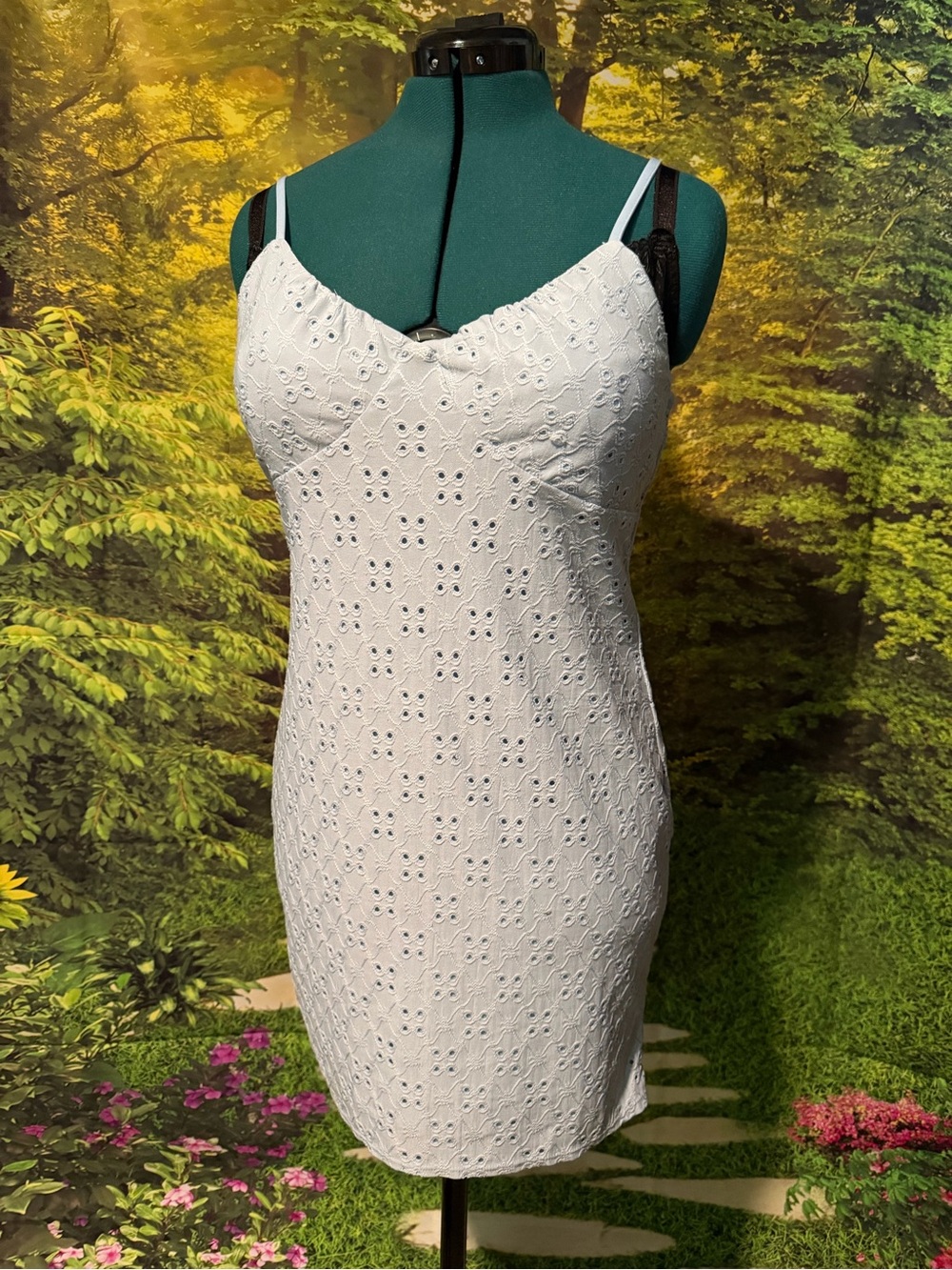 No Boundaries light blue Eyelet Mini Dress